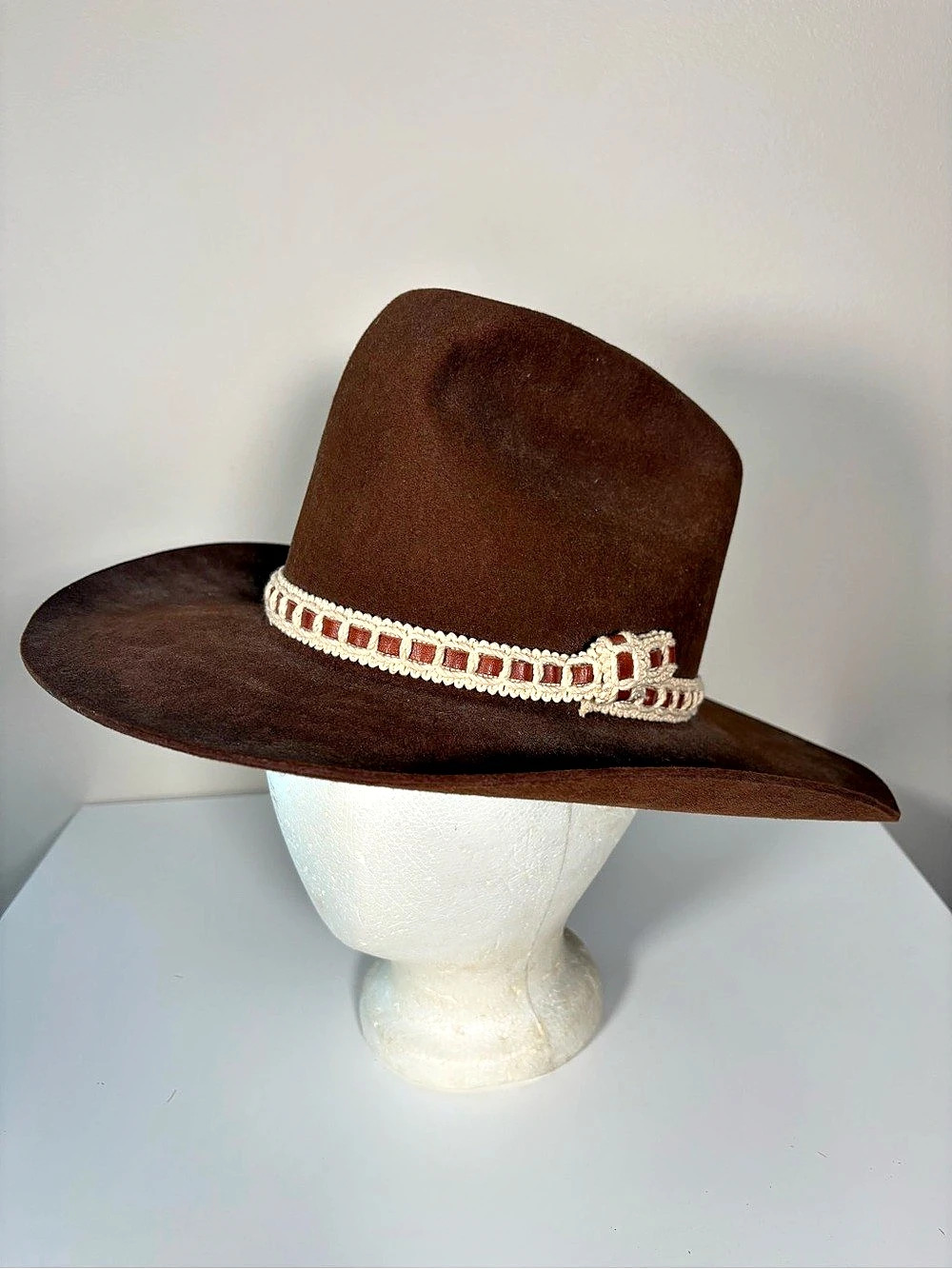 Longhorn 5X Beaver Western Cowboy Hat in Brown Size 6 7/8